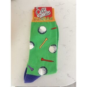 Sillies Socks Golf Crew Socks Green Golf Balls & Tees Medium Cushion fun socks